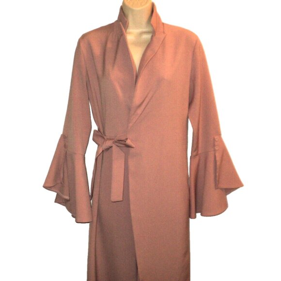 CBR Women's Size L Formal Jumpsuit Light Mauve Tie Belt Flare Sleeves Defect! - Picture 2 of 10